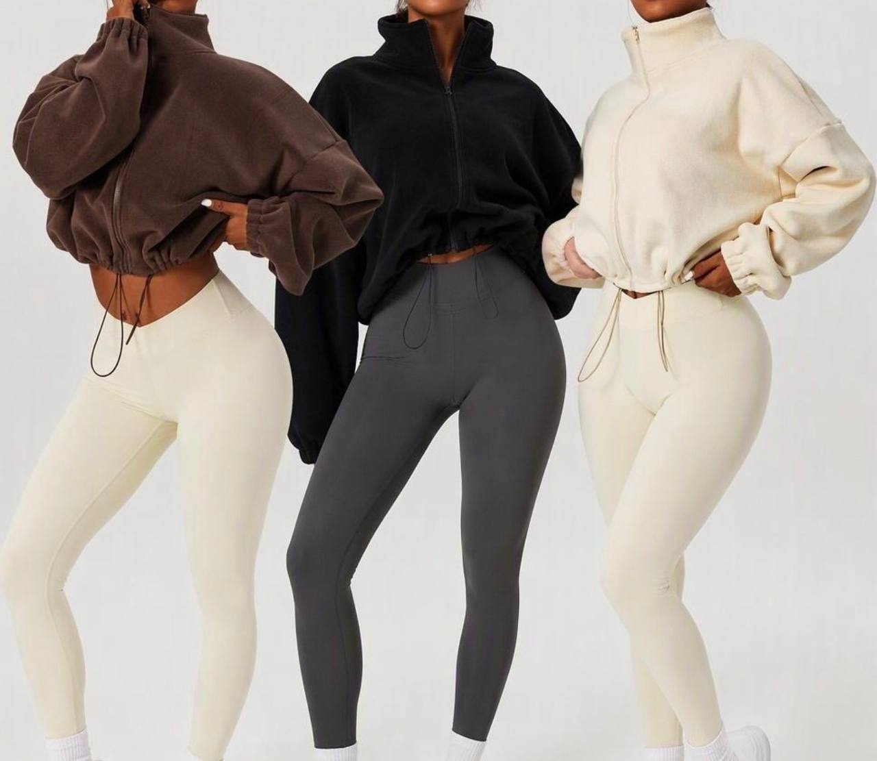 Alo Cropped Fleece Quarter Zip Jacket
