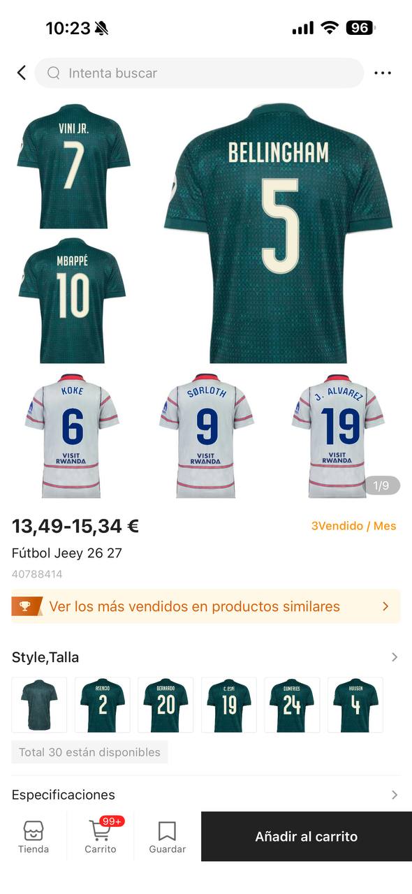 CAMIseta Atletico De Madrid Y Real Madrid 26/27 ⚽️