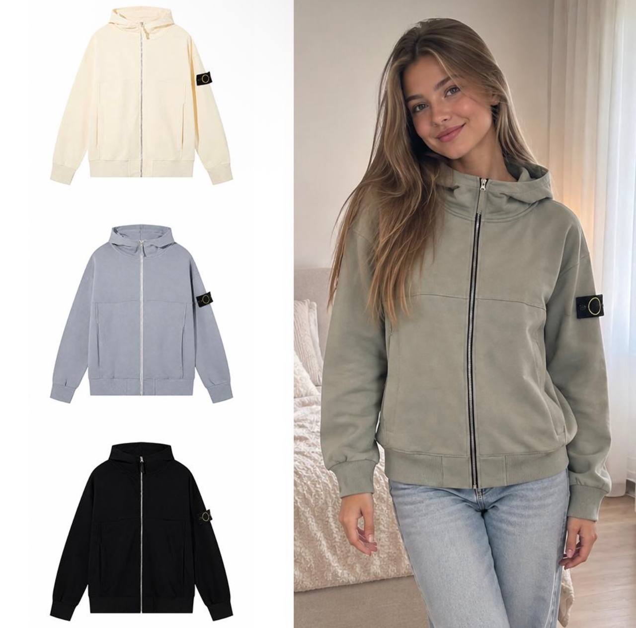 Stone Island Hooded Zip Up Jacket