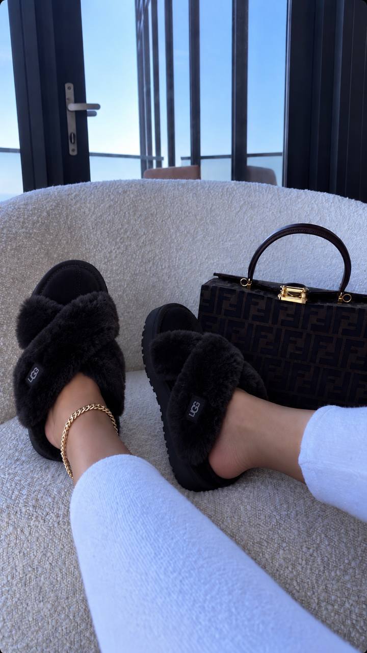 UGG Fuzzy Slip On Sandals