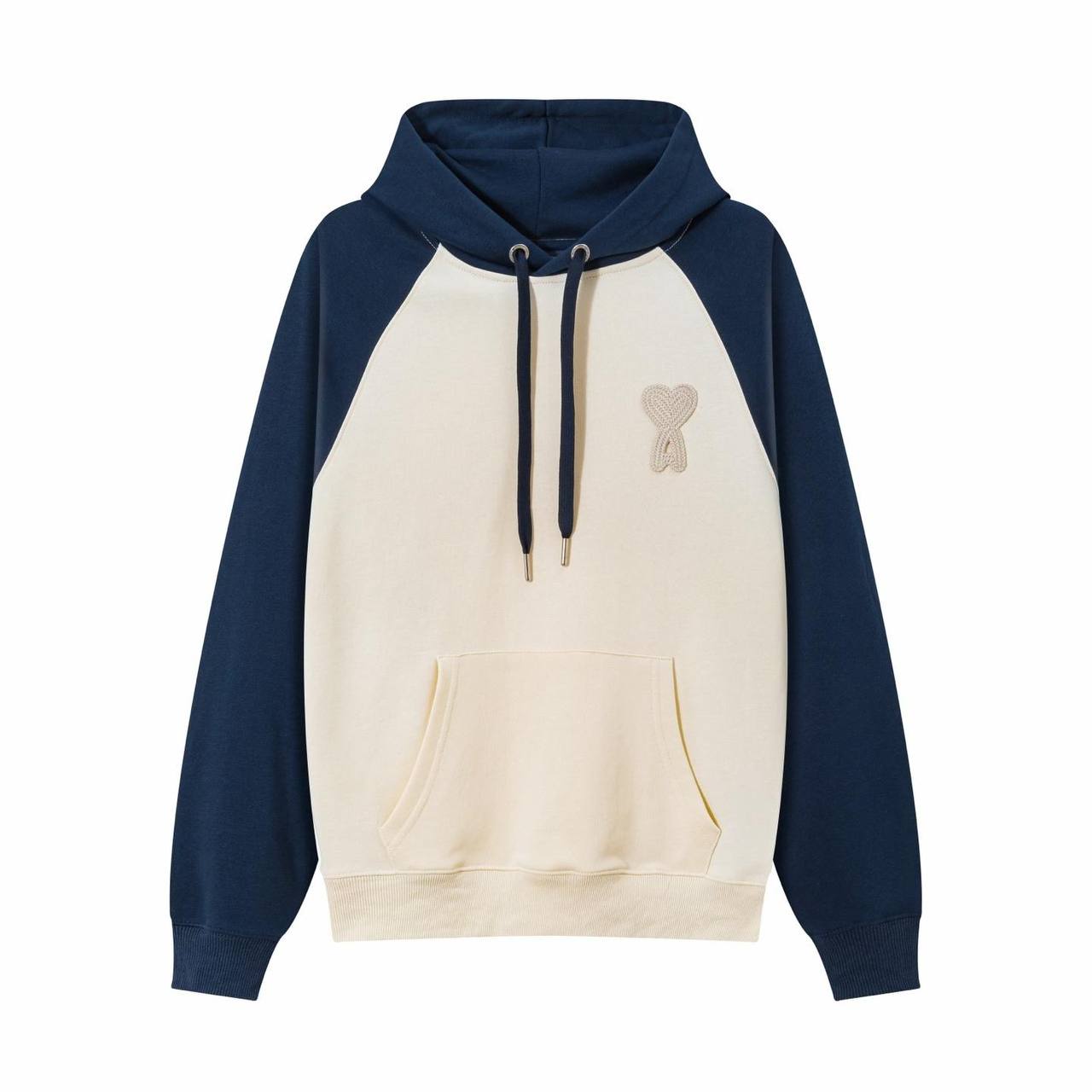 Cream colour-block raglan hoodie