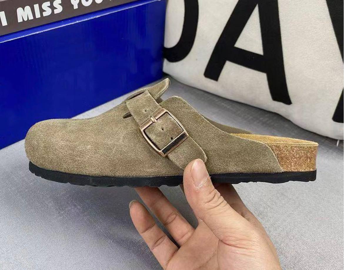 Suede Buckle Clogs