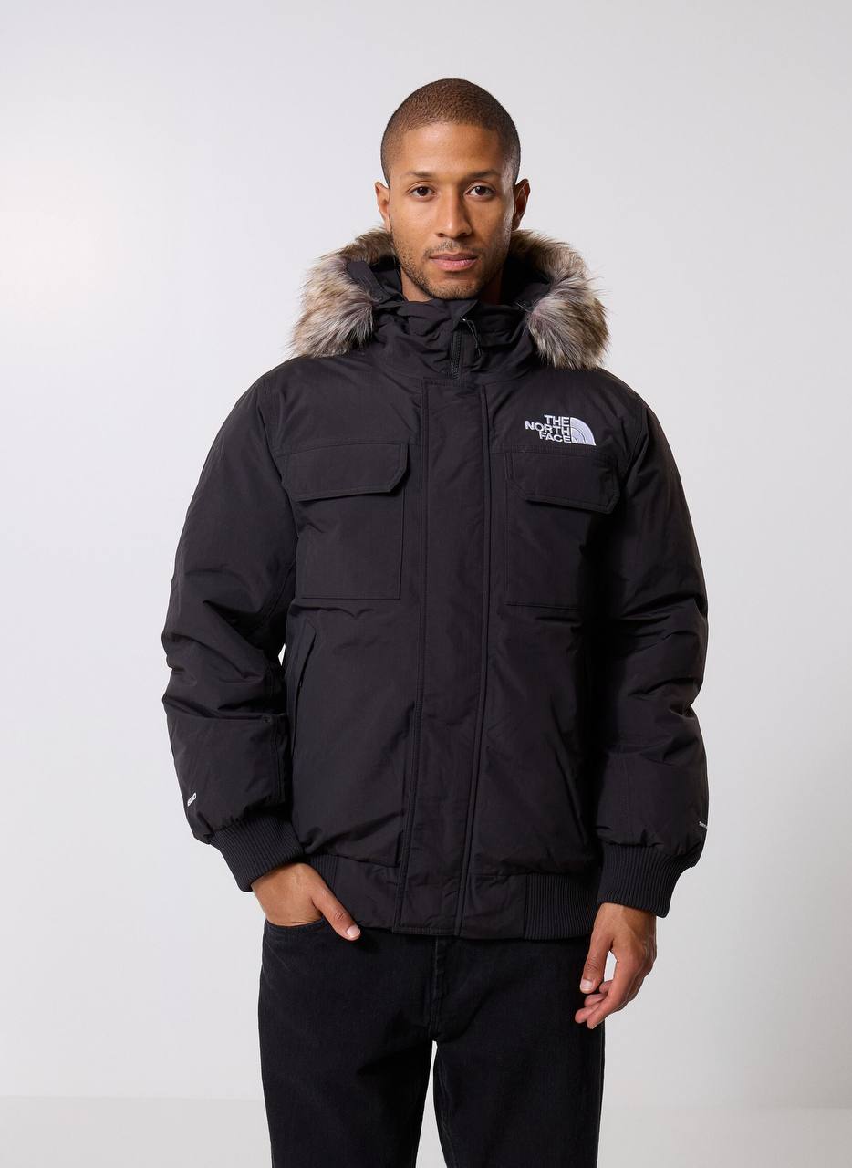 The North Face black insulated hooded jacket