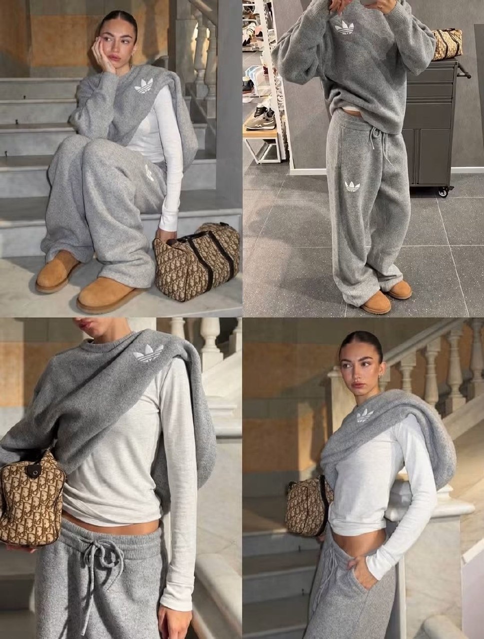 Adidas Grey Adidas Sweatshirt & Joggers Set