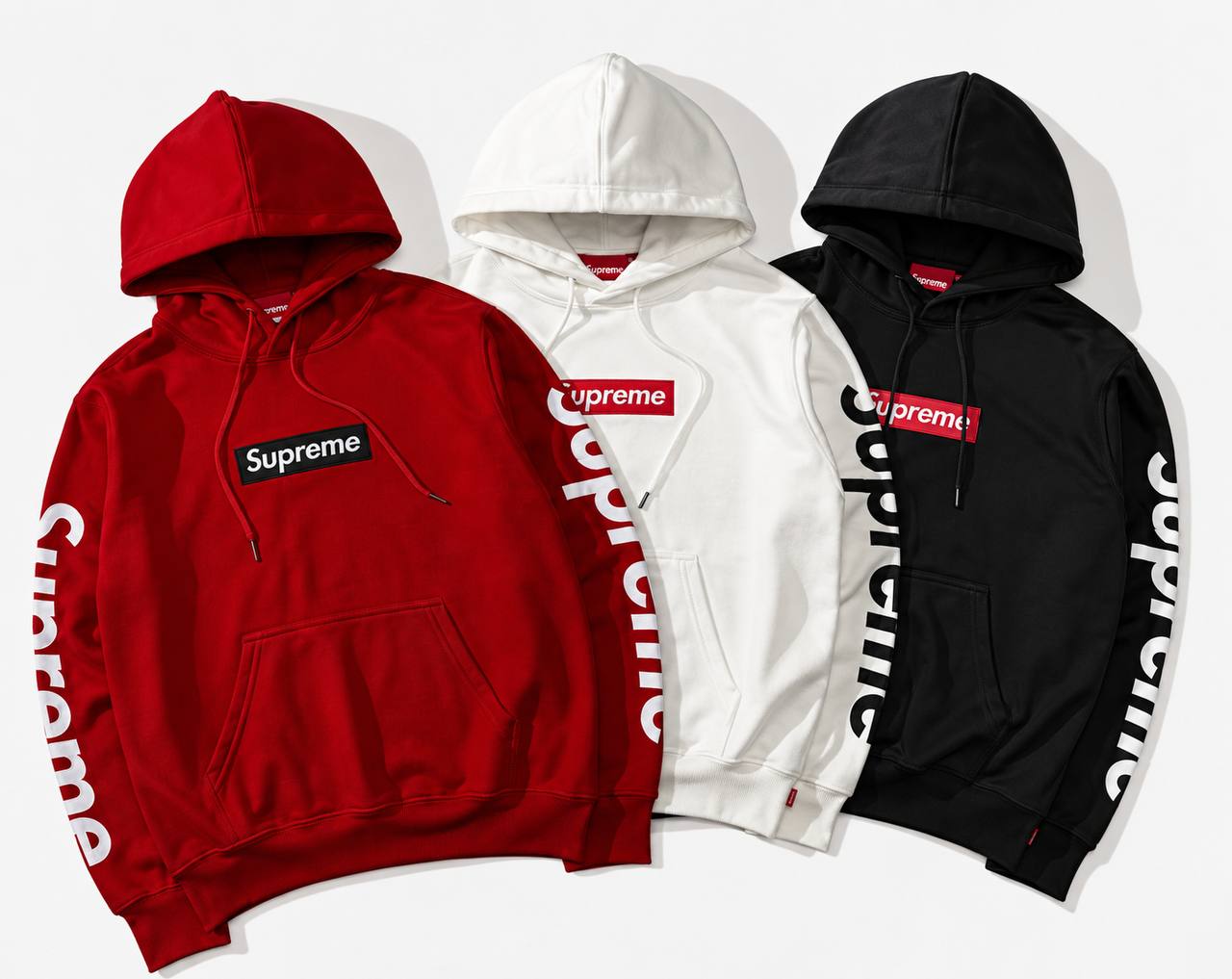 Supreme red pullover hoodies